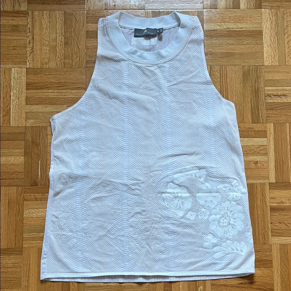 ADIDAS BY STELLA MCCARTNEY White Floral Training Running Tank Top M